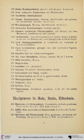Skulpturen in Holz, Stein, Elfenbein (Nr. 180-205)