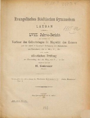 Jahresbericht. 1884/85 = 58