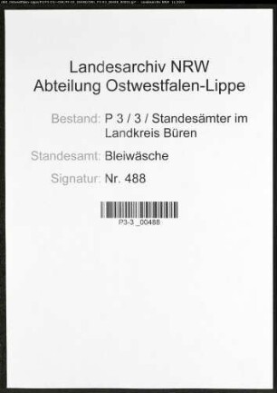 Sterberegister Standesamt Bleiwäsche