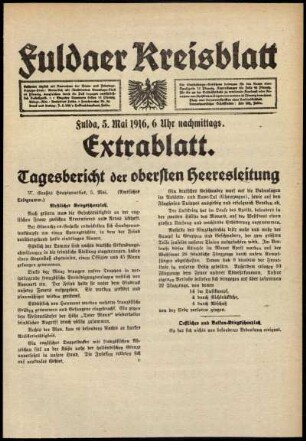 Erste Ausgabe vom Freitag, den 05. Mai 1916.
