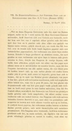 VII. De directeur-general Jan Pietersz. Coen aan de bewindhebbers der gen. O. I. Comp. (Heeren XVII.)