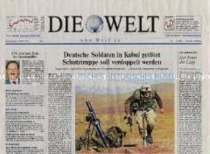 Tageszeitung "Die Welt" u.a. zum Krieg in Afghanistan