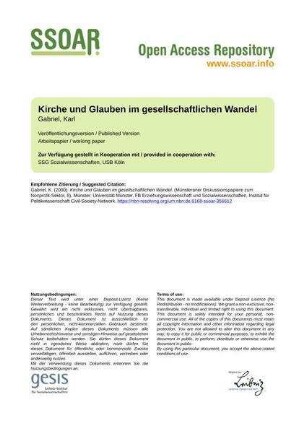Kirche und Glauben im gesellschaftlichen Wandel