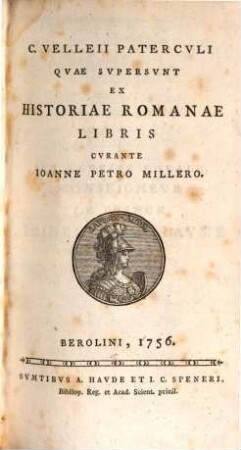 C. Velllii Patercvli Qvae Svpersvnt Ex Historiae Romanae Libris