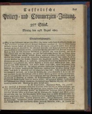 35tes Stück. Montag, den 24ten August 1807