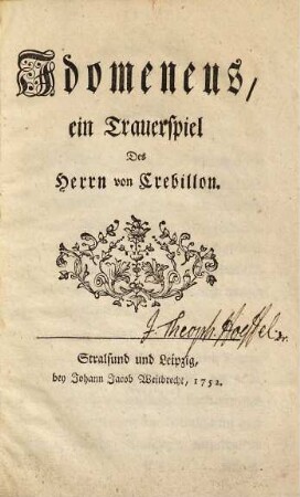Idomeneus : ein Trauerspiel