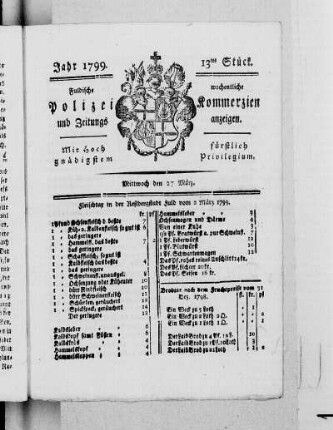 13tes Stück, Ausgabe vom 27. März 1799