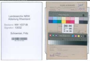 Entnazifizierung Fritz Schoenian , geb. 30.12.1891 (Beamter)