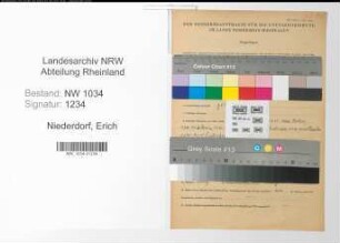 Entnazifizierung Erich Niederdorf , geb. 17.05.1913 (Oberfeldwebel)
