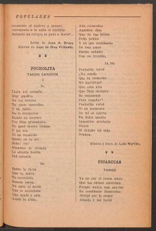Pocholita : Tango canción
