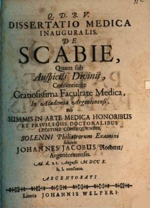 Diss. med. inaug. de scabie