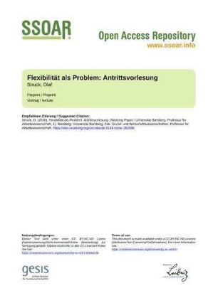 Flexibilität als Problem: Antrittsvorlesung