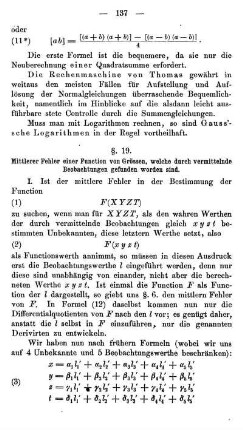 § 19. Mittlerer Fehler einer Function von Grössen, die durch vermittelnde Beobachtung gefunden worden sind