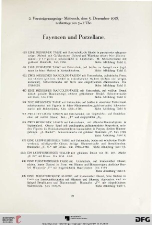 Fayencen und Porzellane (Nr. 400-567)