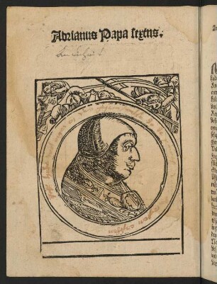 Holzschnitt: Adrianus Papa sextus