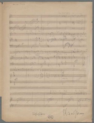 6 Lieder, V, pf, op. 56/5, TrV 220/5, Sketches - BSB Mus.ms. 23116 : [at the bottom of p. 1, added later:] Frühlingsfeier. // Richard Strauss