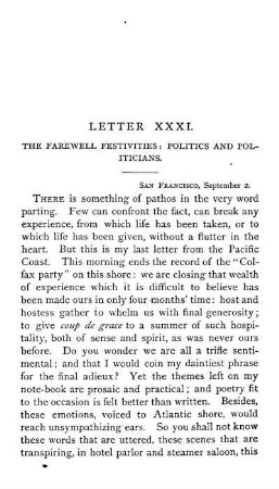 LETTER XXXI. THE FAREWELL FESTIVITIES: POLITICS AND POLITICIANS