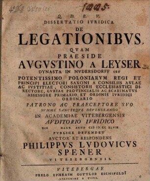 Diss. iur. de legationibus