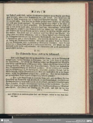 §. 75. Die Schwedische Armee rückt in die Uckermarck