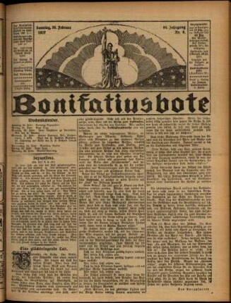Erste Ausgabe vom Sonntag, den 20. Februar 1927.