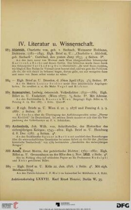IV. Literatur u. Wissenschaft (Nr. 883-1388)