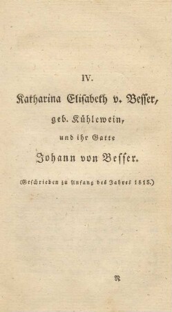 IV. Katharina Elisabeth v. Besser, geb. Kühlewein, und ihr Gatte Johann von Besser