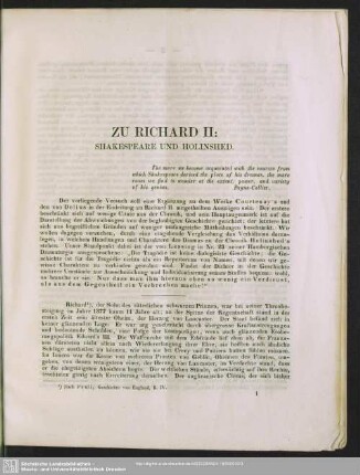 Zu Richard II, Shakespeare und Holinshed