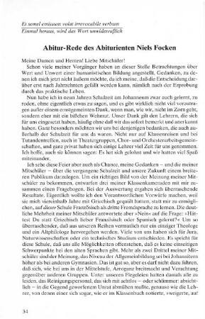 Abitur-Rede des Abiturienten Niels Focken