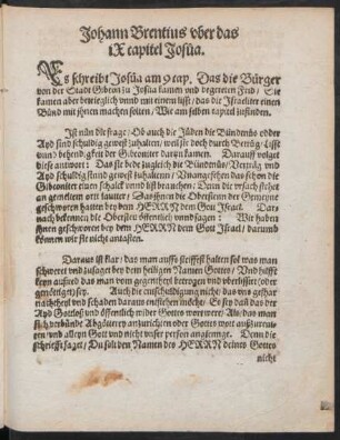 Johann Brentius uber das ix capitel Josua.