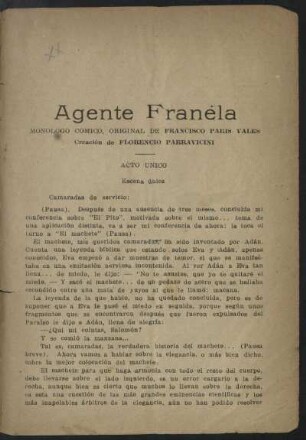 Agente franela : monólogo cómico, original