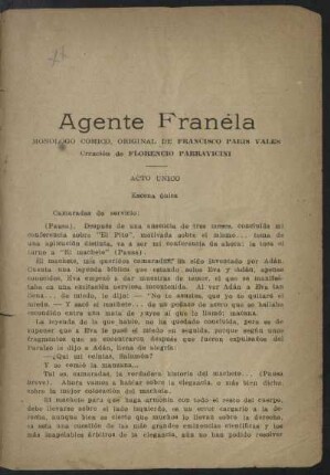 Agente franela : monólogo cómico, original