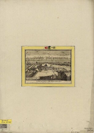 Ansicht von Schloss Barby, Kupferstich, um 1750? : Schloß zu Barby : Amt Haus, Seminarium / [Richter fec.] - [S.l.] , [um 1750?]. - 1 Kunstbl. : Kupferst. ; 19 x 13 cm