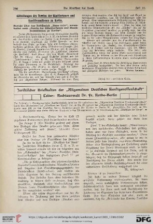 Juristischer Briefkasten der "Allgemeinen Deutschen Kunstgenossenschaft"