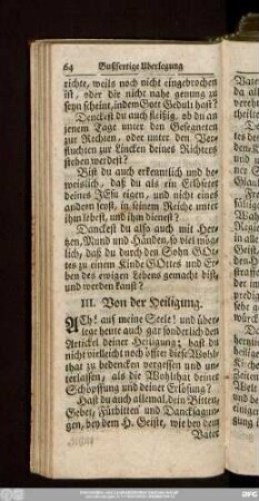 III. Von der Heiligung.
