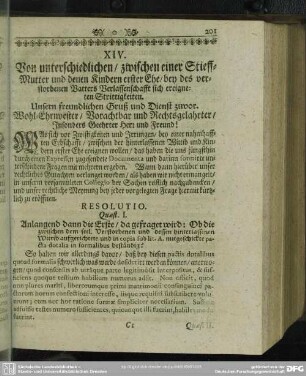 XIV. [Responsum, Erb-Strittigkeiten betreffend]