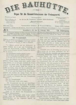 No. 6. Frankfurt a. M., den 11. Februar 1911. 54. Jahrgang.
