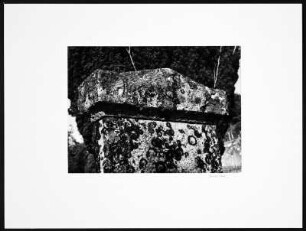 Schottland. Friedhof (vielleicht von Boileskine?). Oberer Abschluss eines Grabmals