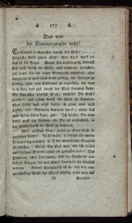 Das war der Kammerjungfer recht!