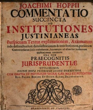 Commentatio succincta ad Institutiones Iustiniani