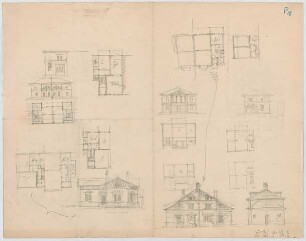Thiersch, August ; München - Nymphenburg, Romanstr.; Wohnbebauung - Grundrisse, Ansichten