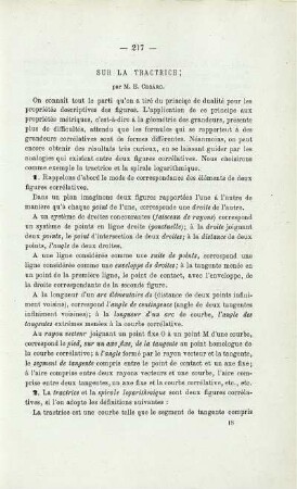 SUR LA TRACTRICE.