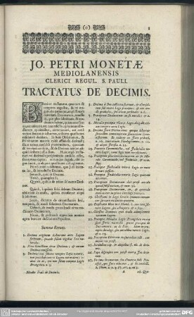 [Caput I. Quo Iure inventae, & introductae sint Decimae]