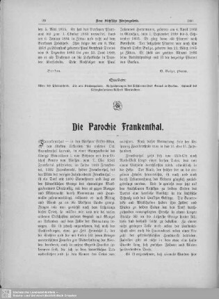 Die Parochie Frankenthal