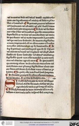 De secundo precepto scilicet non assumes nomen dei tui invanu, et primo de blasphemia, [capitulum] 14.