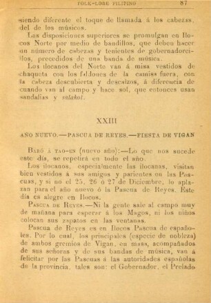 XXIII. Ano nuevo. - Pascua de Reyes. - Fiesta de Vigan