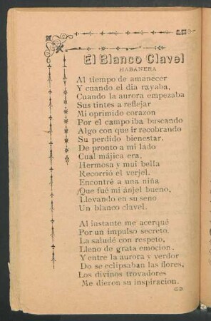 El blanco clavel : Habanera