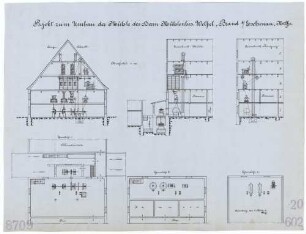 Technische Zeichnung : Projekt zum Umbau der Mühle des Herrn Mühlenbesitzer Welfel, Brand bei Eschenau, Mittelfranken