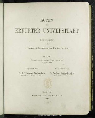 3: Register zur allgemeinen Studentenmatrikel (1392-1636)