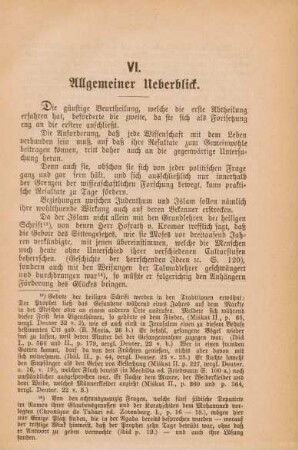 VI. Allgemeiner Ueberblick