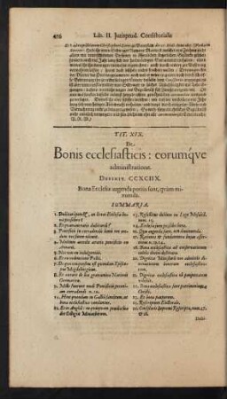 Tit. XIX. De Bonis ecclesiasticis: eorumque administratione.